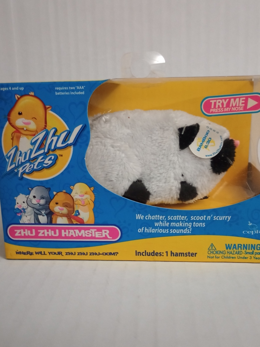 Cepia Zhu Zhu Pets Hamster Bamboo 6.30 New Sealed 2010 White And Black
